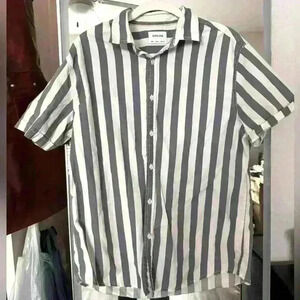 H&M Zipcode Button Up Shirt Stripes Dress Casual